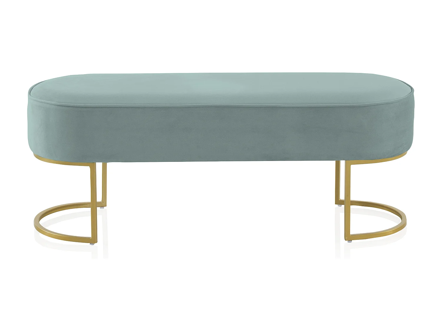 Tabouret tapissé en tissu velours bleu et base dorée