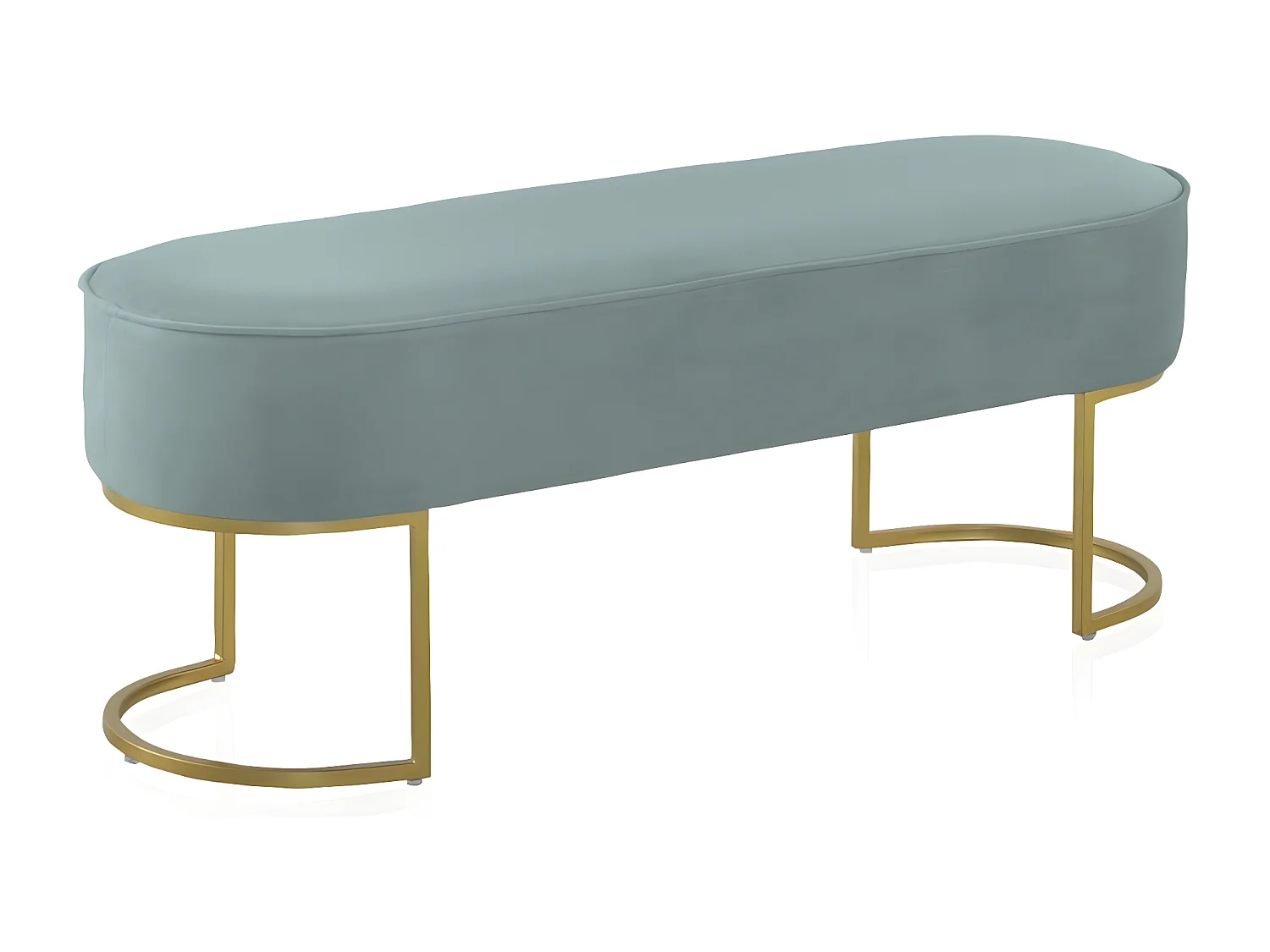 Tabouret tapissé en tissu velours bleu et base dorée