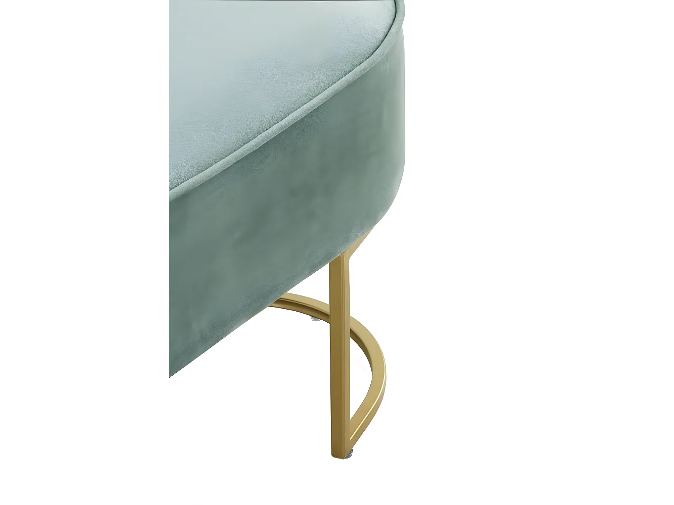 Tabouret tapissé en tissu velours bleu et base dorée