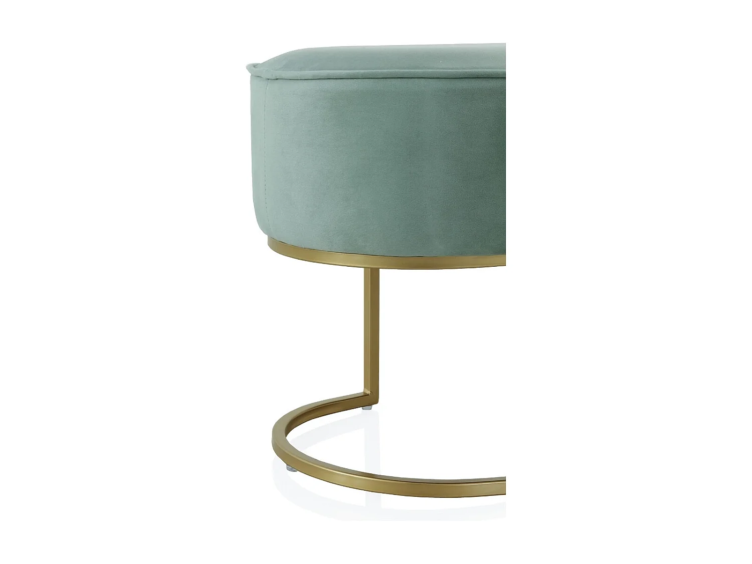 Tabouret tapissé en tissu velours bleu et base dorée