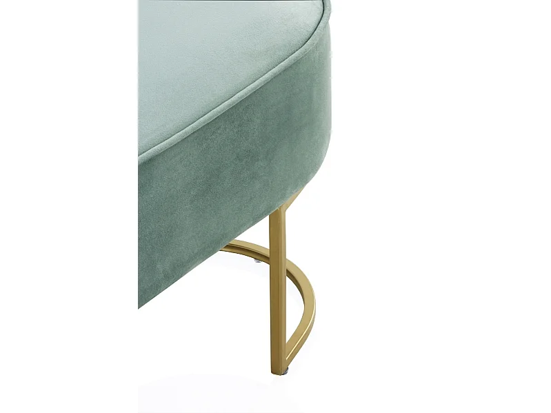 Banquette rembourrée en velours bleu avec base dorée