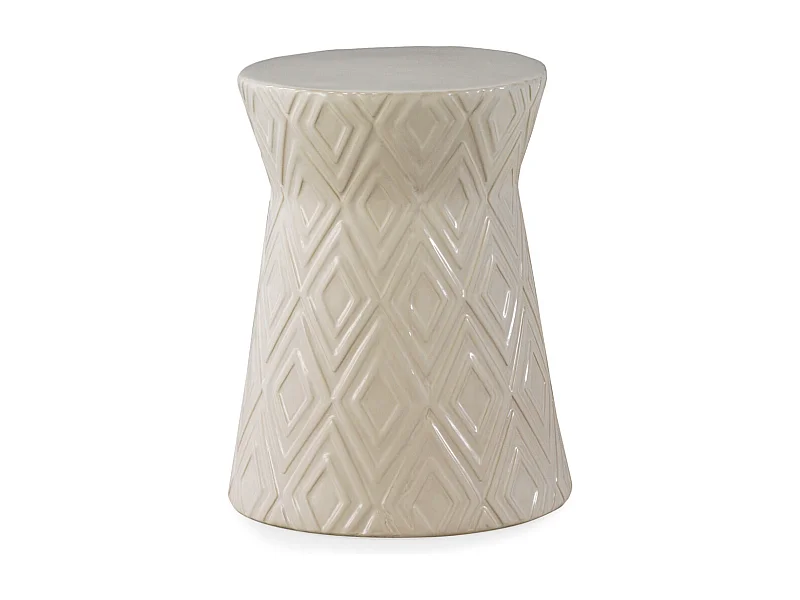 Beigefarbener Beistelltischhocker aus Keramik