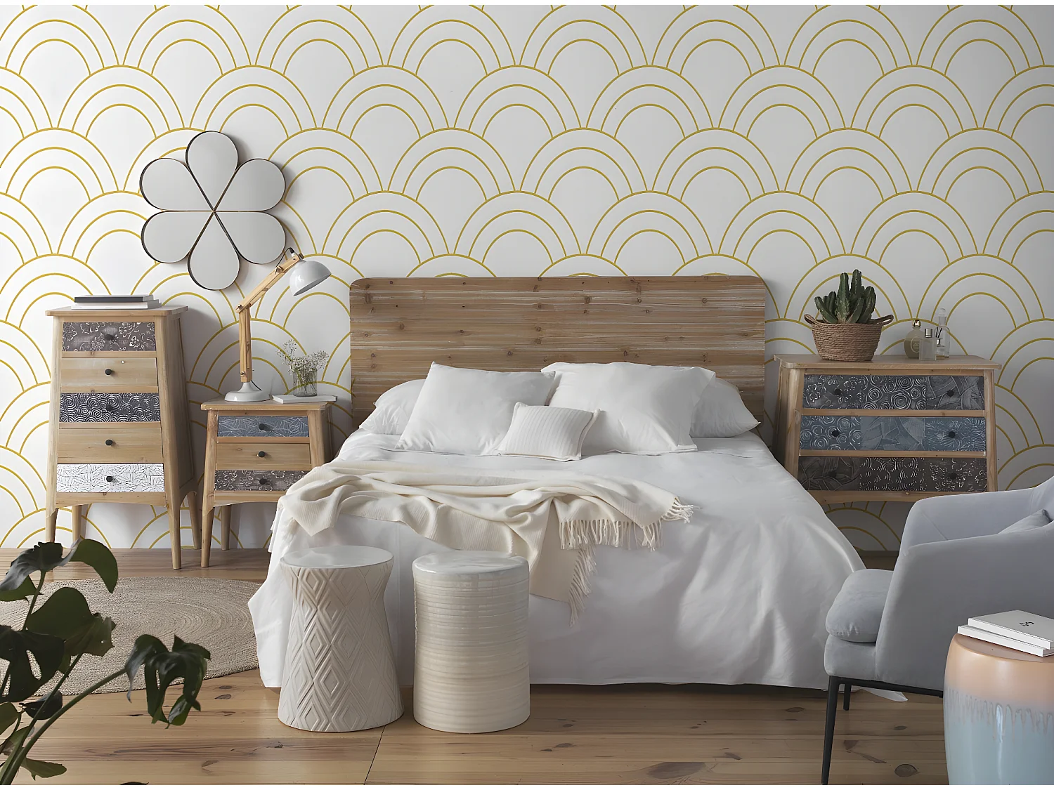 Banco de mesa de apoio em cerâmica bege