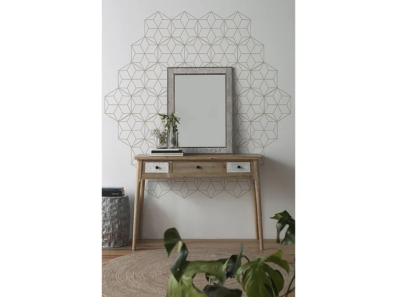 Taburete mesita auxiliar de cerámica gris azulado