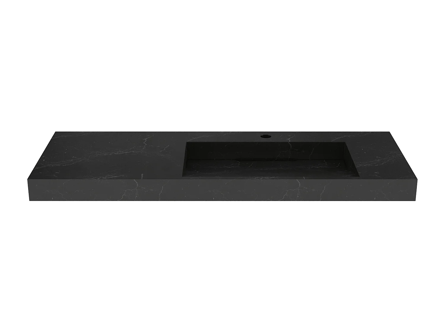 Hangende wastafel van solid surface met zwart marmereffect - 120 x 45 x 8 cm - OKAPA