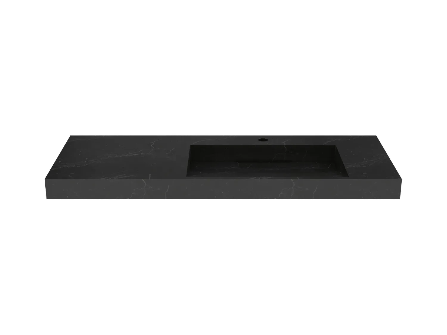 Lavabo flotante de solid surface efecto mármol negro - 120 x 45 x 8 cm - OKAPA