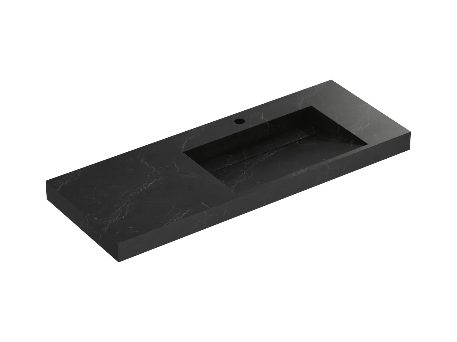 Lavabo flotante de solid surface efecto mármol negro - 120 x 45 x 8 cm - OKAPA