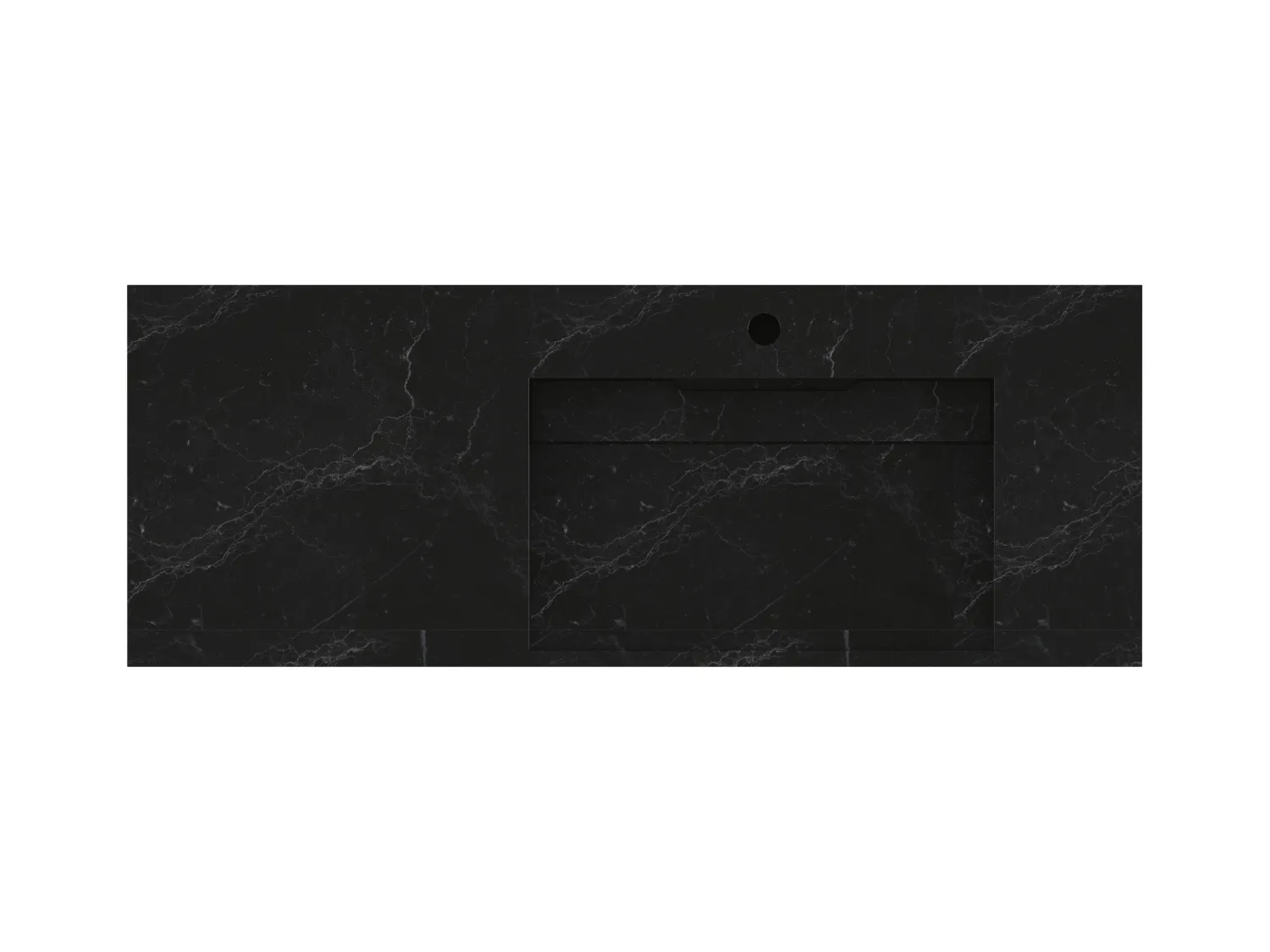 Lavabo flotante de solid surface efecto mármol negro - 120 x 45 x 8 cm - OKAPA