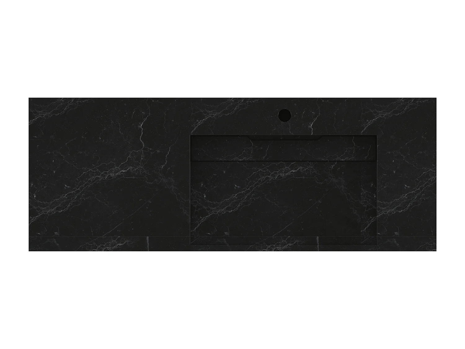 Hangende wastafel van solid surface met zwart marmereffect - 120 x 45 x 8 cm - OKAPA