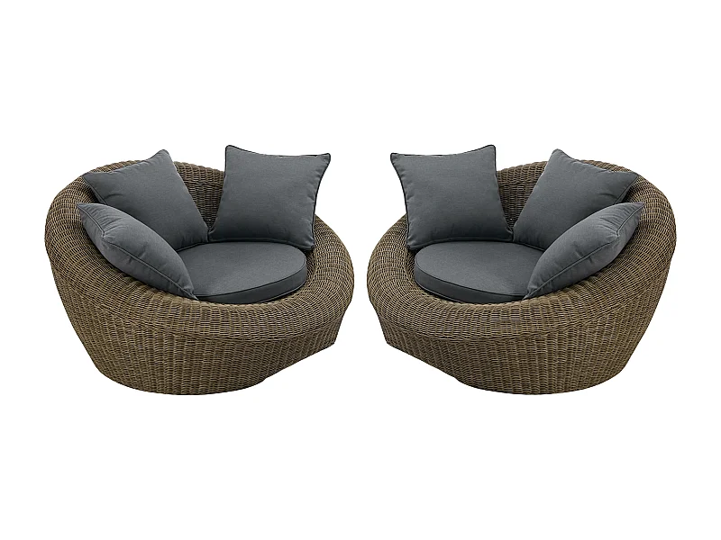 Set van 2 tuinfauteuils van naturelkleurig gevlochten hars - WHITEHEAVEN van MYLIA