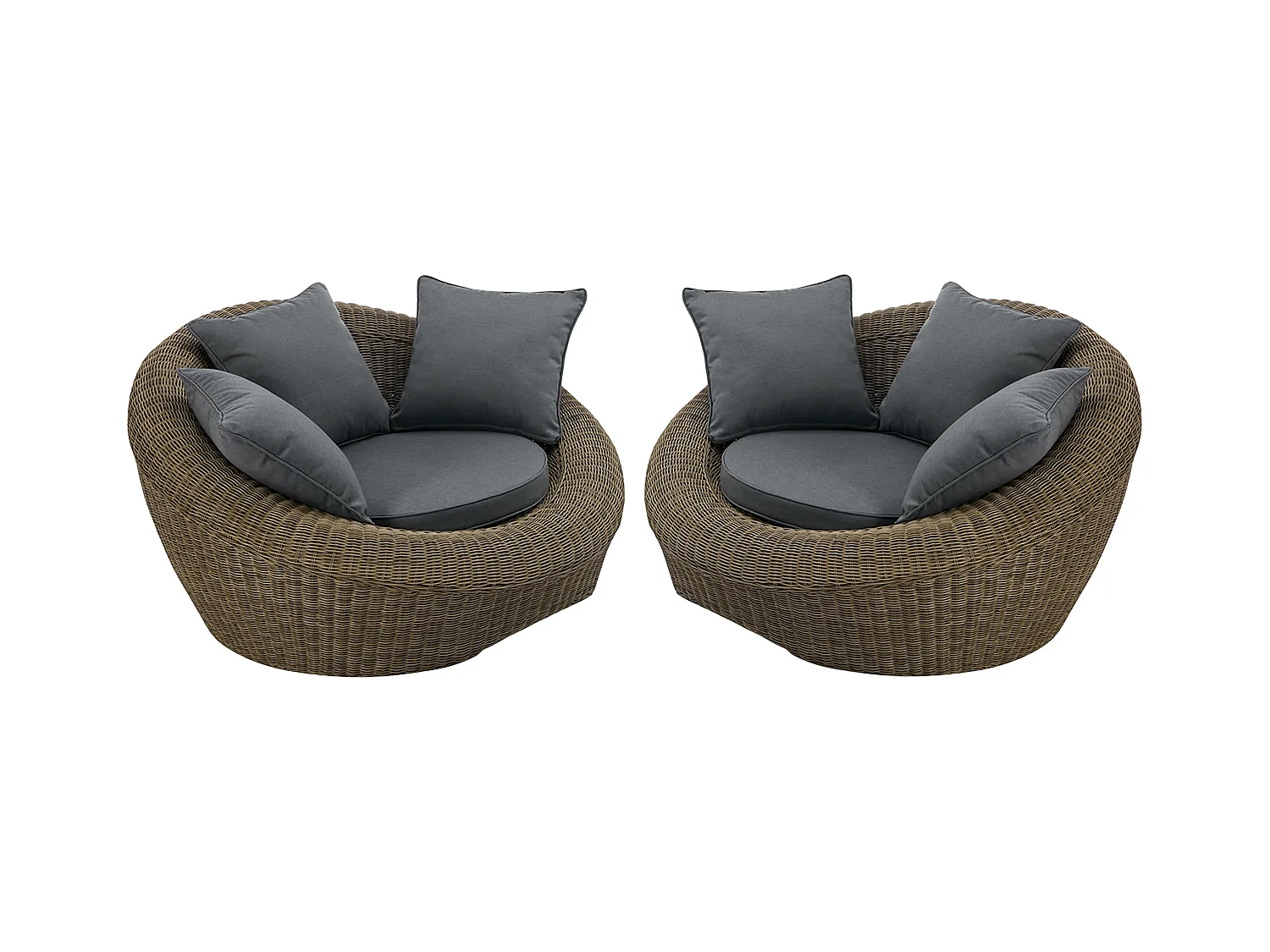 Lot de 2 fauteuils de jardin en résine tressée naturel foncé - WHITEHEAVEN de MYLIA