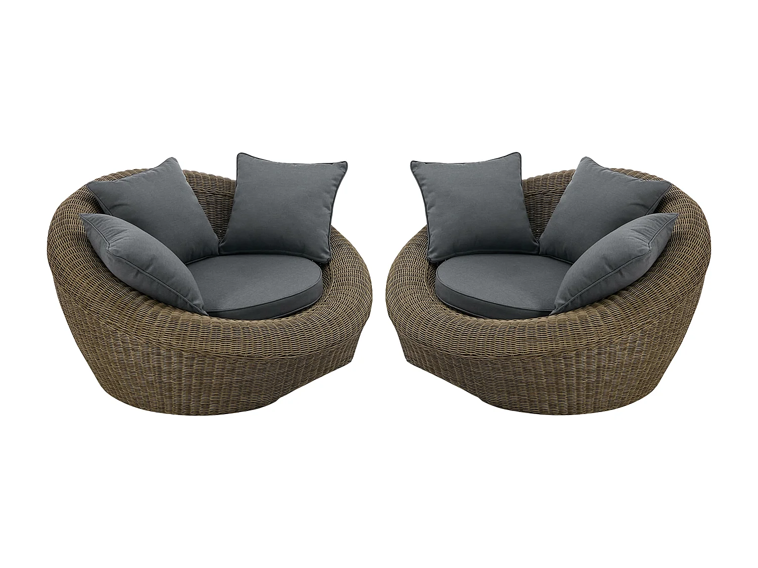 Lot de 2 fauteuils de jardin en résine tressée naturel foncé - WHITEHEAVEN de MYLIA