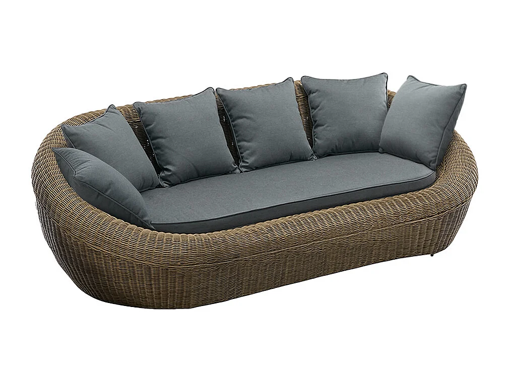 Gartensofa 3-Sitzer - Polyrattan - Holzfarben dunkel - WHITEHEAVEN von MYLIA