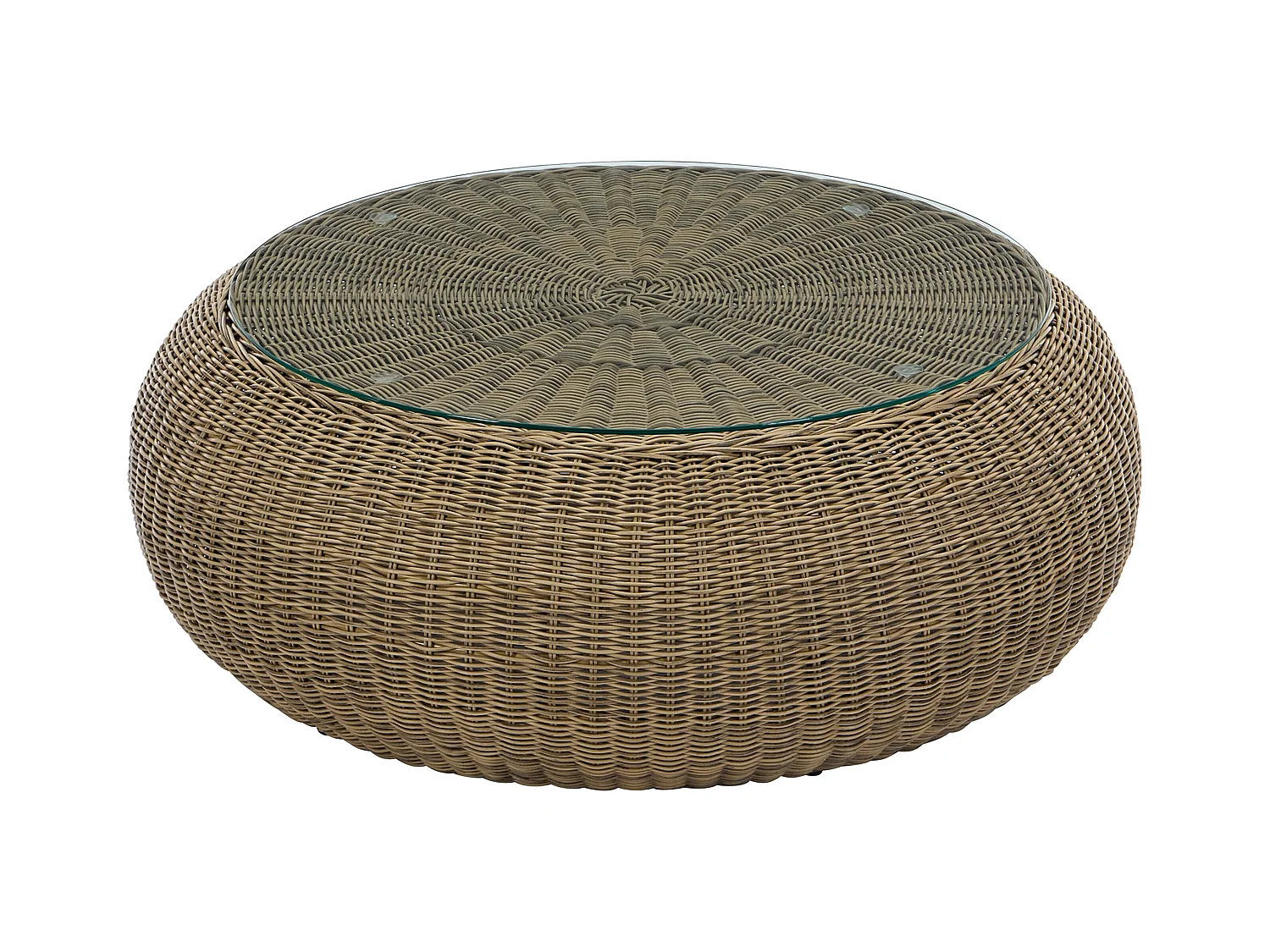 Table basse de jardin en résine tressée naturel foncé - WHITEHEAVEN de MYLIA