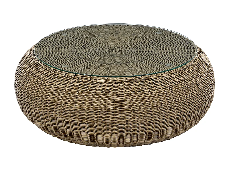 Mesa de centro de jardín de resina trenzada natural oscuro - WHITEHEAVEN de MYLIA