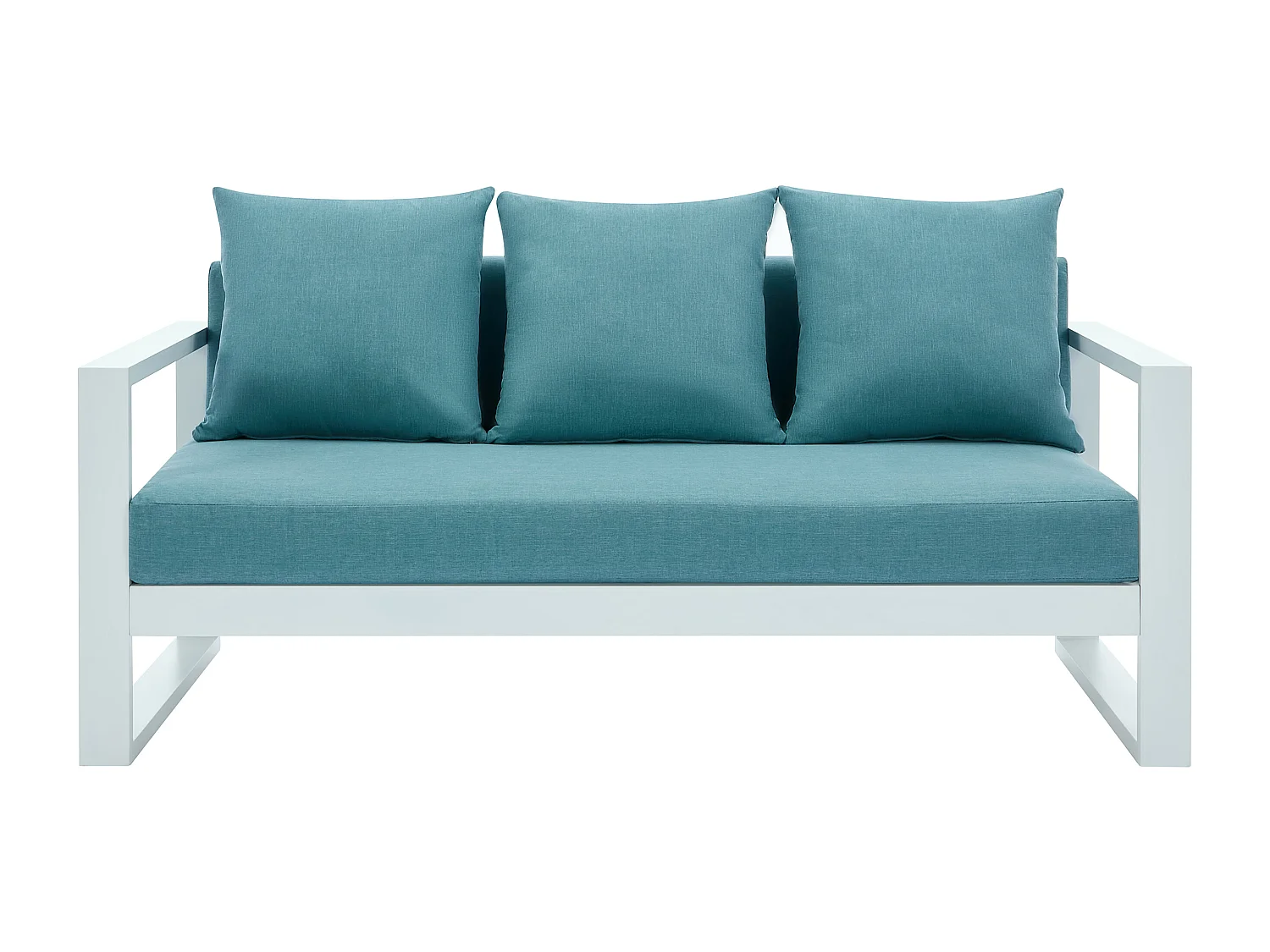 3-sitssoffa utomhus vit metall och blå kuddar MOLOKAI från MYLIA