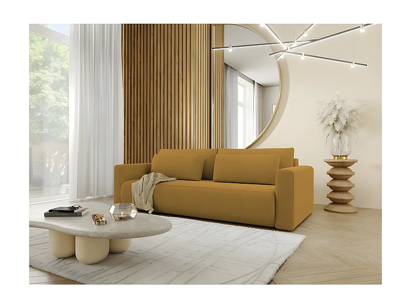 Canapé 3 places CURIA en tissu hydrophobe jaune