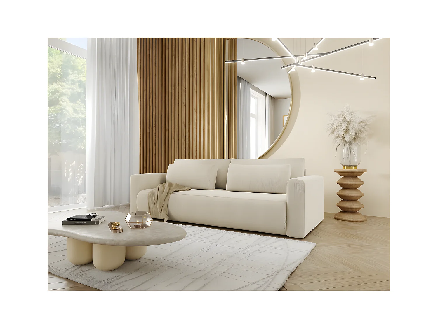 Canapé 3 places CURIA en tissu hydrophobe beige