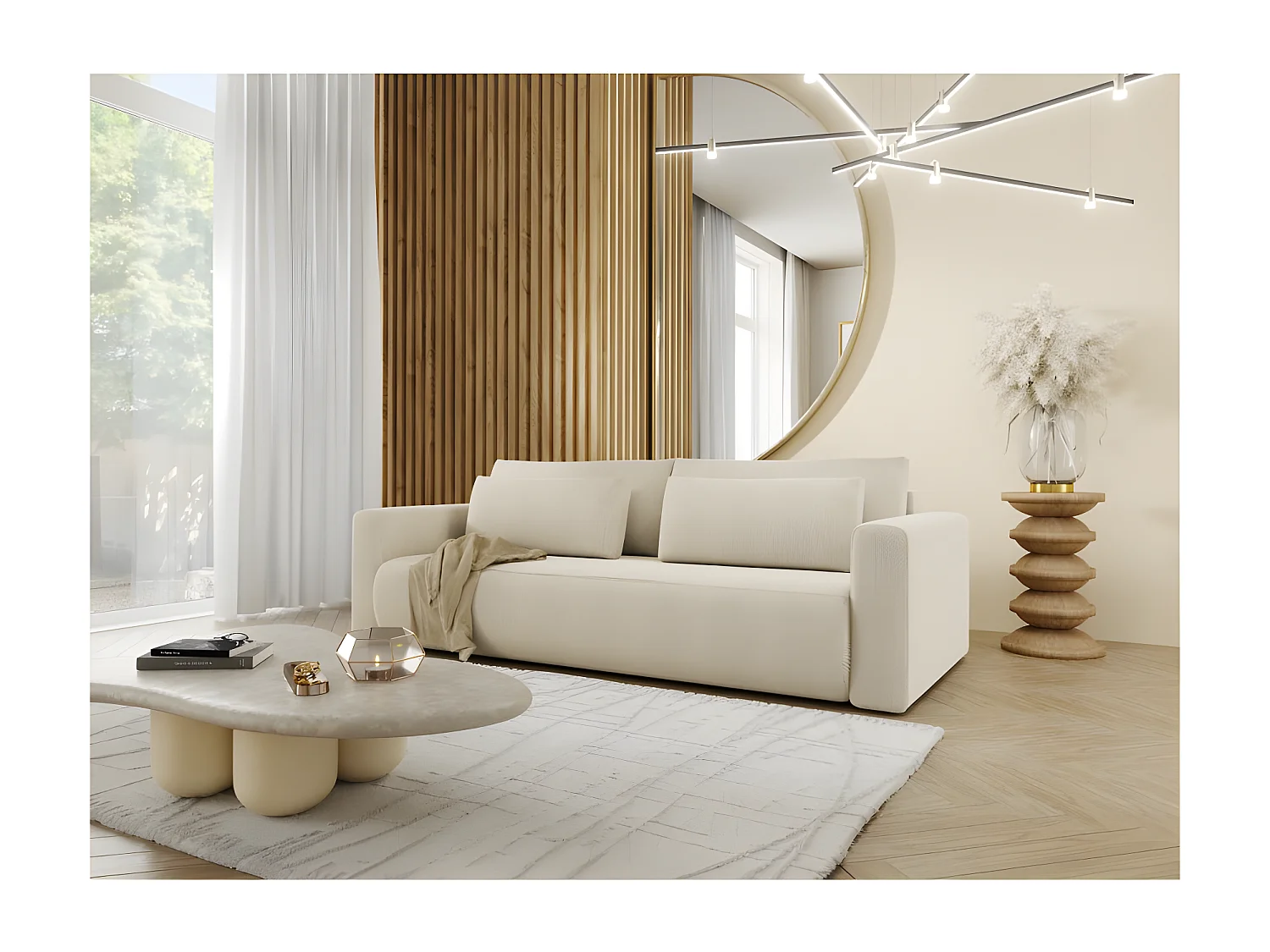 Canapé 3 places CURIA en tissu hydrophobe beige