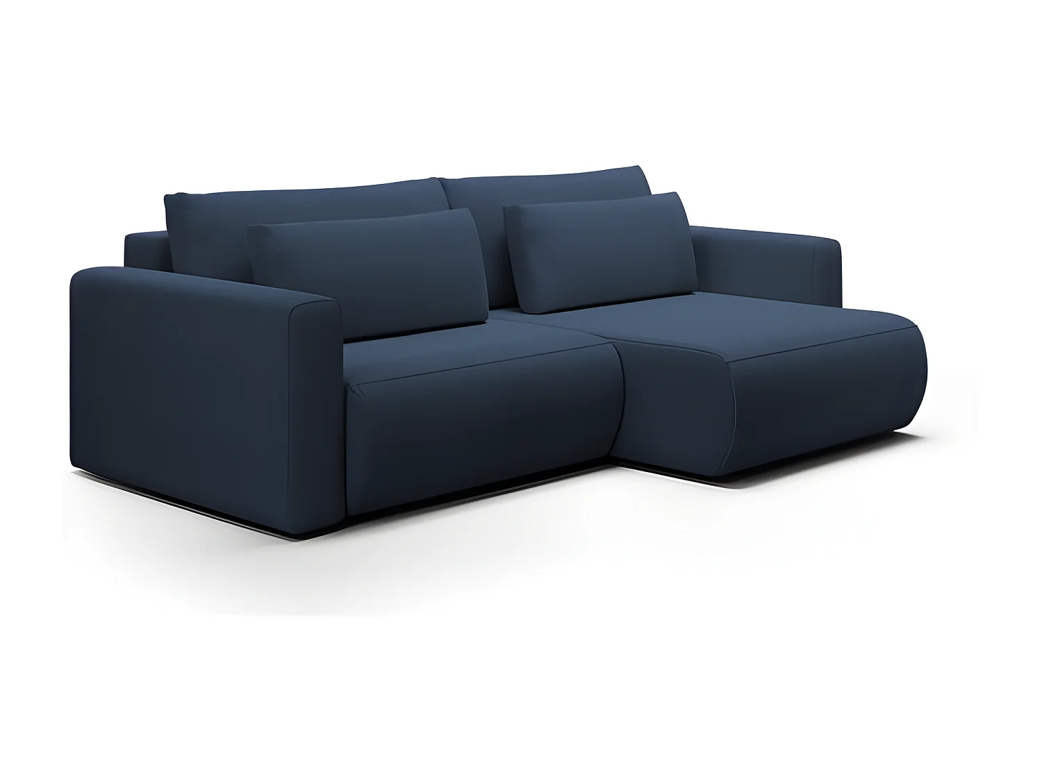 Canapé d'angle convertible CURIA en L en tissu hydrophobe anti tâche bleu