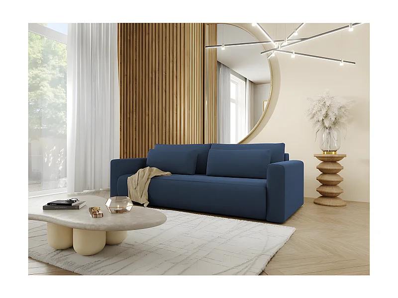 Canapé 3 places CURIA en tissu hydrophobe bleu