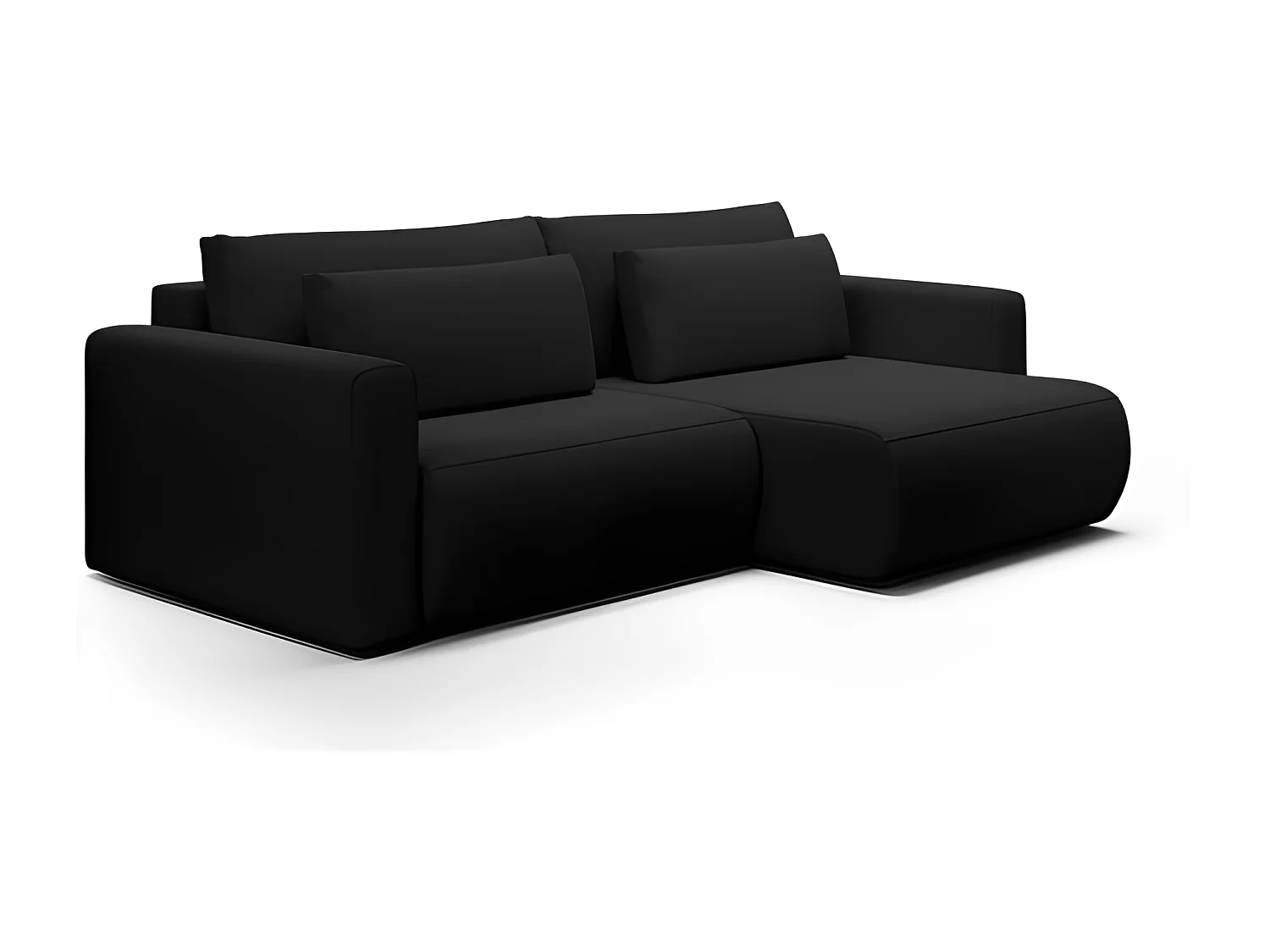 Canapé d'angle convertible CURIA en L en tissu hydrophobe anti tâche noir