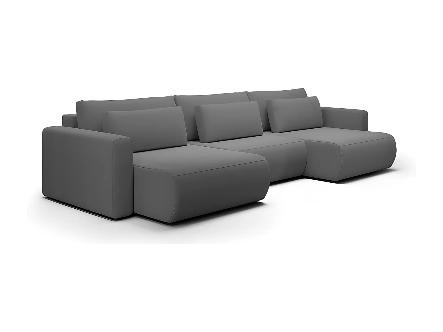 Canapé d'angle panoramique CURIA en tissu hydrophobe lavable gris foncé