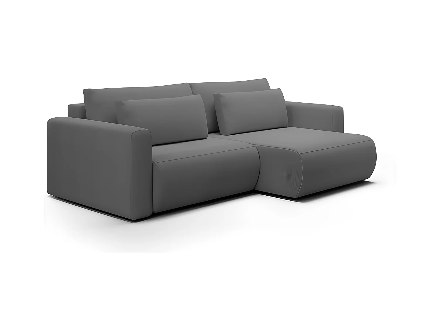 Canapé d'angle convertible CURIA en L en tissu hydrophobe anti tâche gris foncé