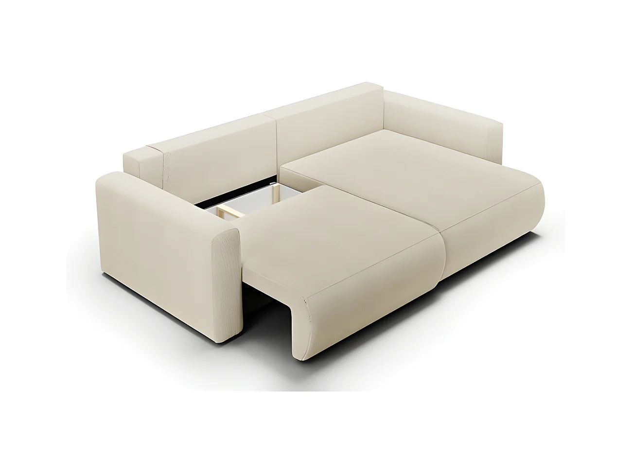 Canapé d'angle convertible CURIA en L en tissu hydrophobe anti tâche vert