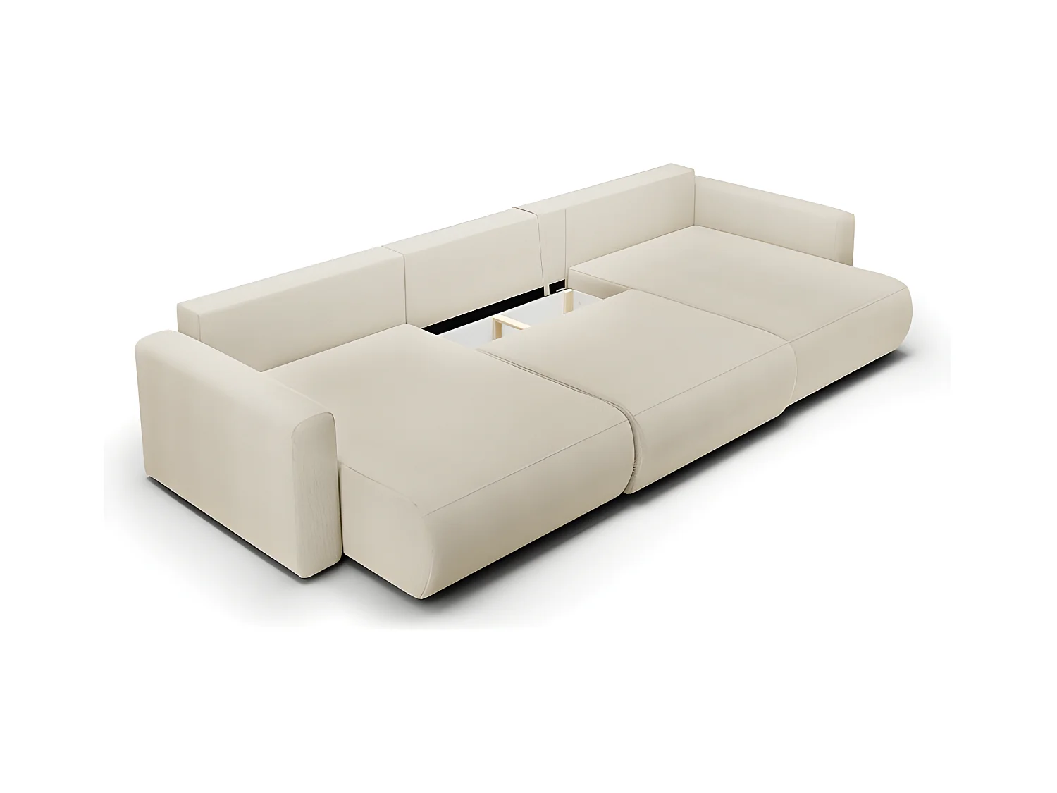 Canapé d'angle panoramique CURIA en tissu hydrophobe lavable jaune