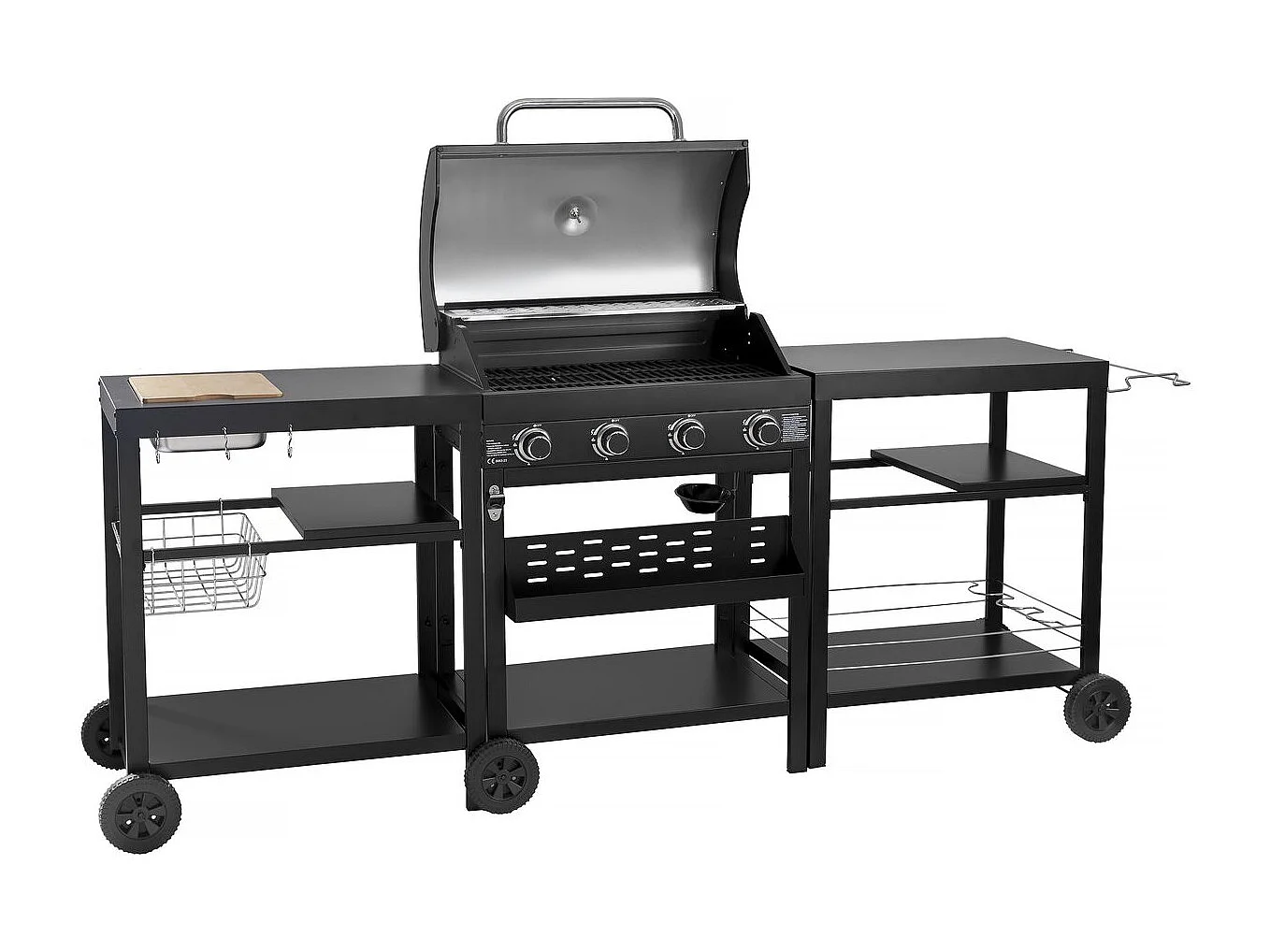 Barbecue a gas da cucina da esterno - 12 kW - 4 fuochi - Nero