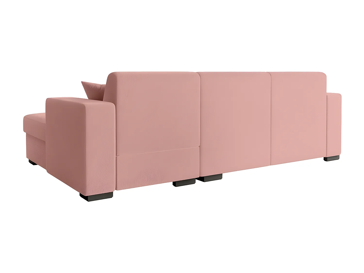 Canapé d'angle droit 4 places Fuji XL convertible avec coffre en tissu bouclette - Rose - L262 x P157 x H83cm - Loungitude