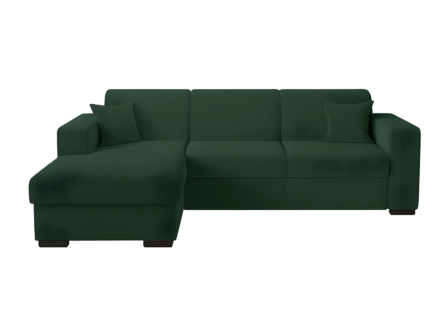 Canapé d'angle gauche 4 places Fuji XL convertible avec coffre en tissu bouclette - Vert - L262 x P157 x H83cm - Loungitude