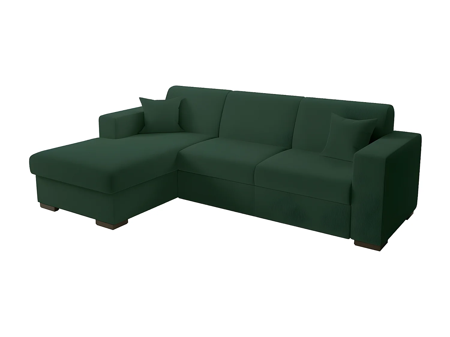 Canapé d'angle gauche 4 places Fuji XL convertible avec coffre en tissu bouclette - Vert - L262 x P157 x H83cm - Loungitude