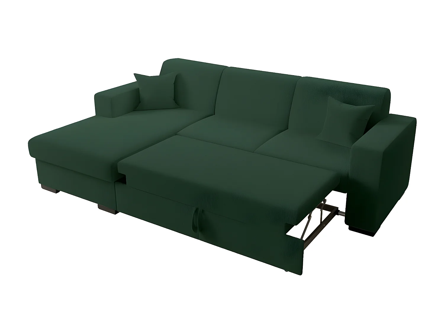 Canapé d'angle gauche 4 places Fuji XL convertible avec coffre en tissu bouclette - Vert - L262 x P157 x H83cm - Loungitude