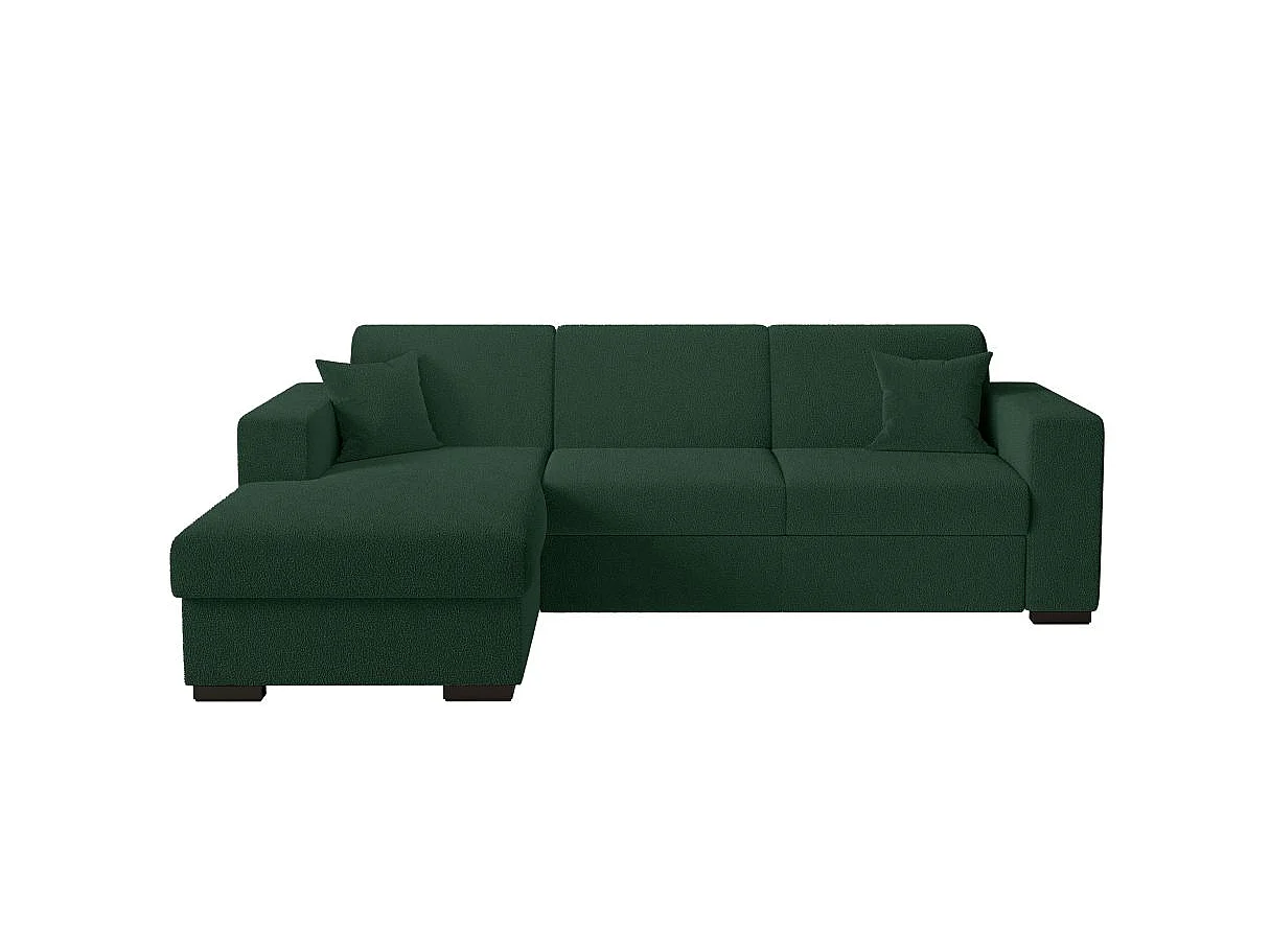 Canapé d'angle convertible 4 places avec coffre en tissu vert FUJI