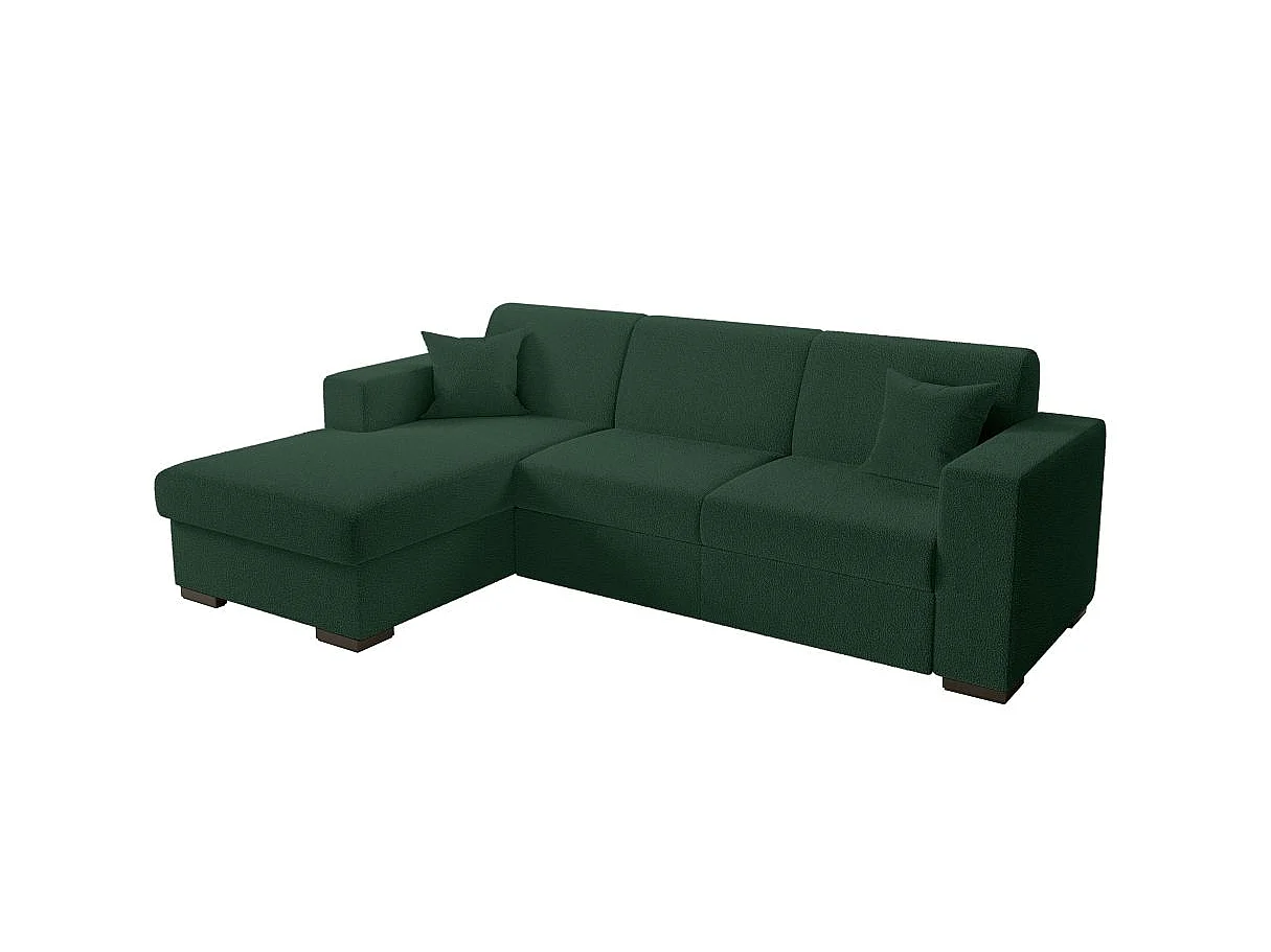 Canapé d'angle convertible 4 places avec coffre en tissu vert FUJI
