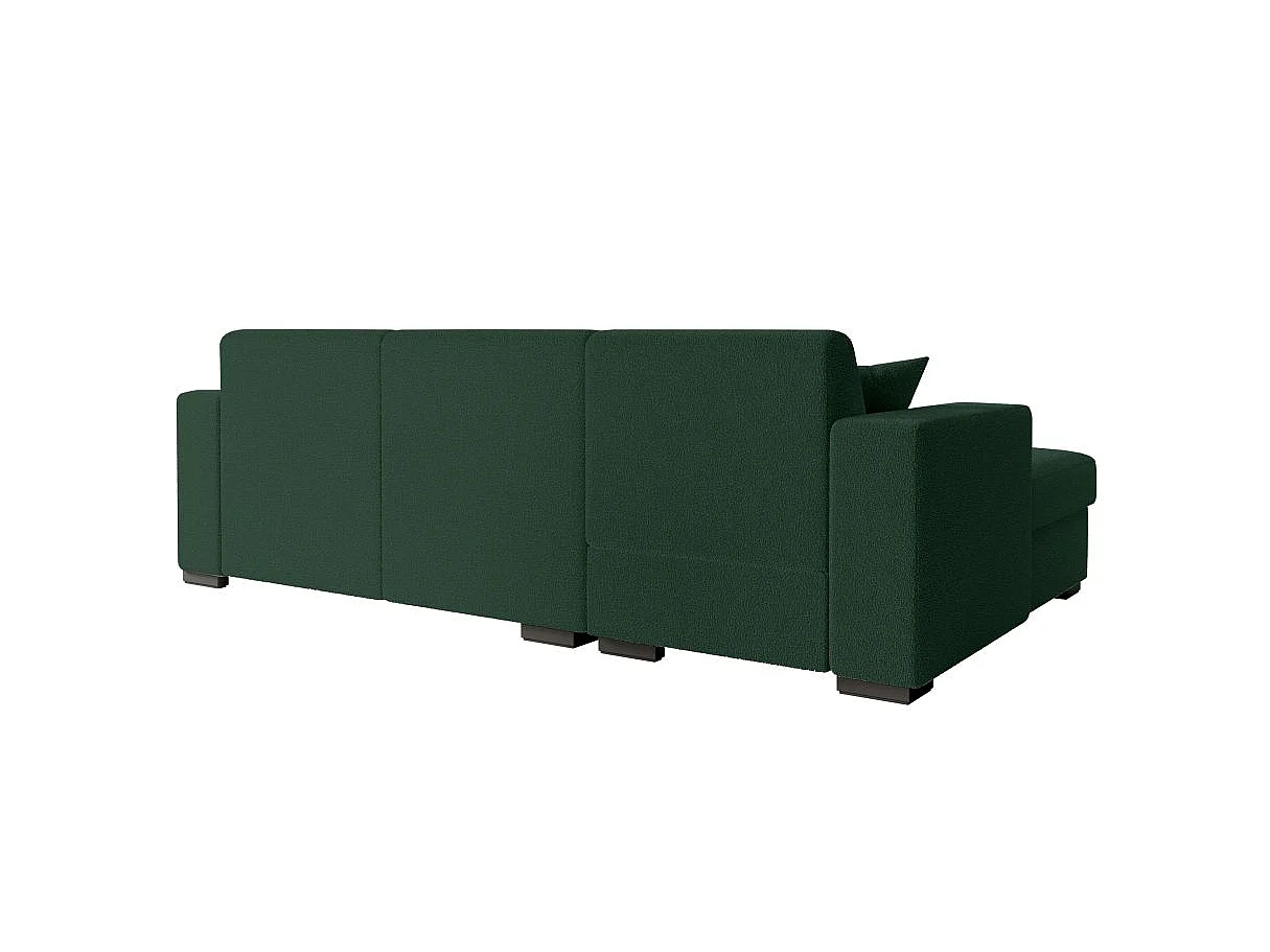 Canapé d'angle convertible 4 places avec coffre en tissu vert FUJI