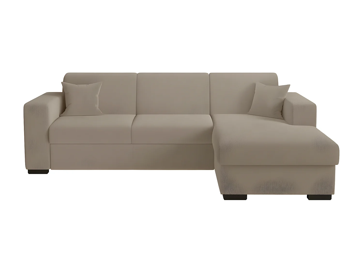 Canapé d'angle droit 4 places Fuji XL convertible avec coffre en tissu bouclette - Taupe - L262 x P157 x H83cm - Loungitude