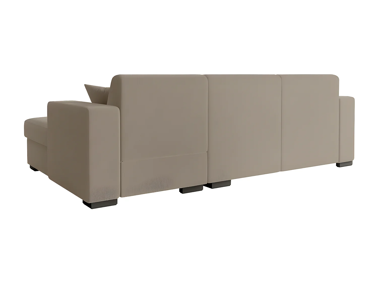 Canapé d'angle droit 4 places Fuji XL convertible avec coffre en tissu bouclette - Taupe - L262 x P157 x H83cm - Loungitude