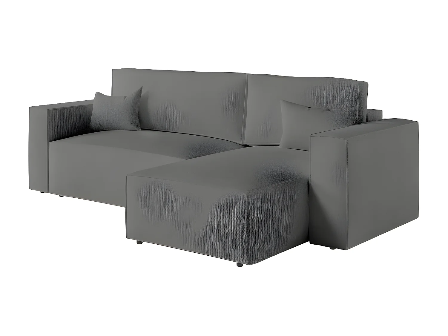Canapé d'angle 3 places convertible réversible Clarisse avec coffre en tissu bouclette - Gris - L269 x P159 x H89cm - Loungitude