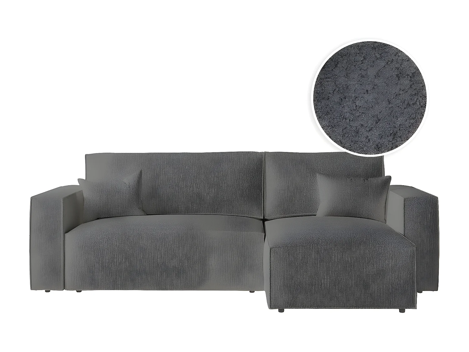 Canapé d'angle 3 places convertible réversible Clarisse avec coffre en tissu bouclette - Gris - L269 x P159 x H89cm - Loungitude
