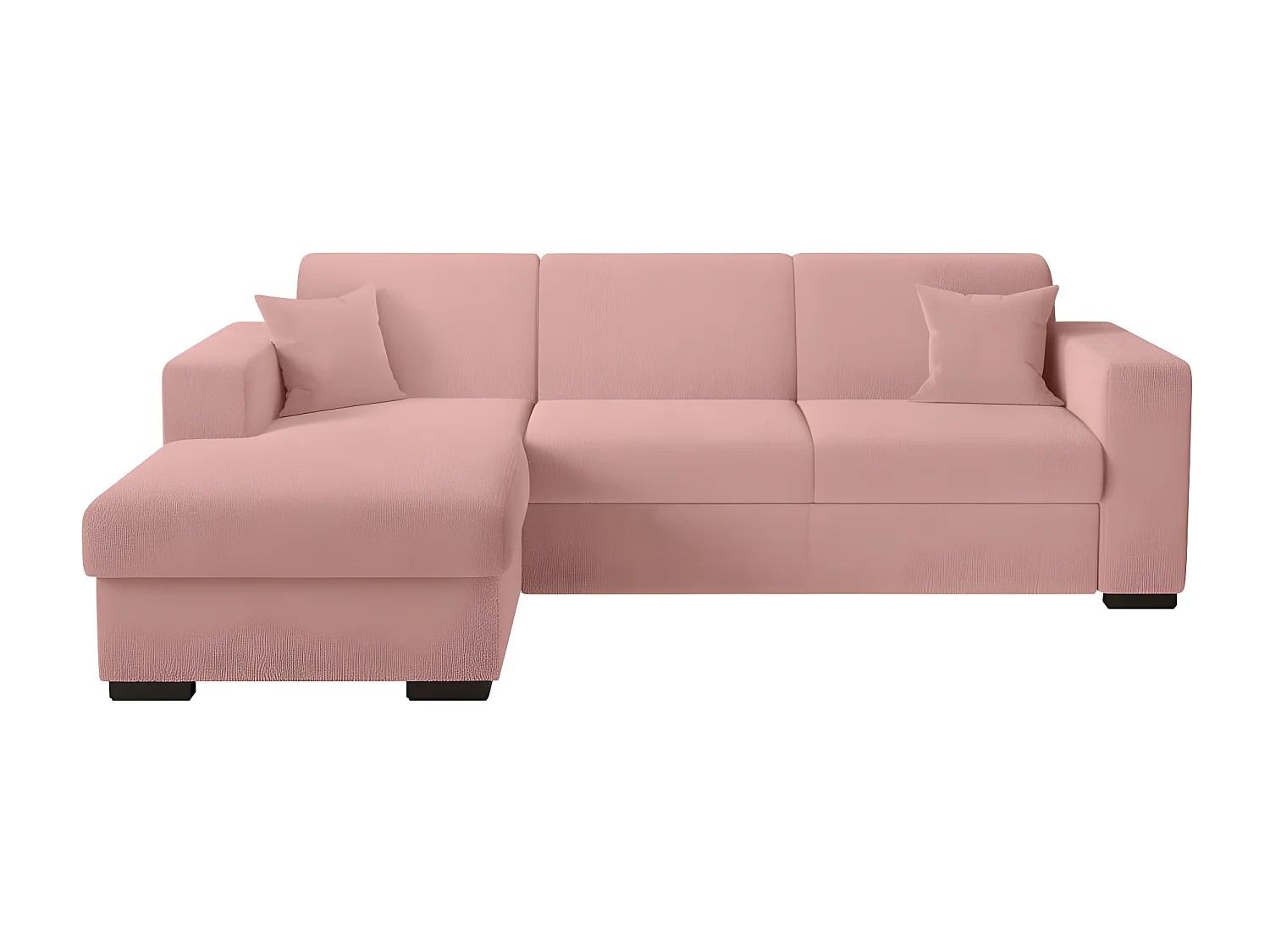 Canapé d'angle gauche 4 places Fuji XL convertible avec coffre en tissu bouclette - Rose - L262 x P157 x H83cm - Loungitude