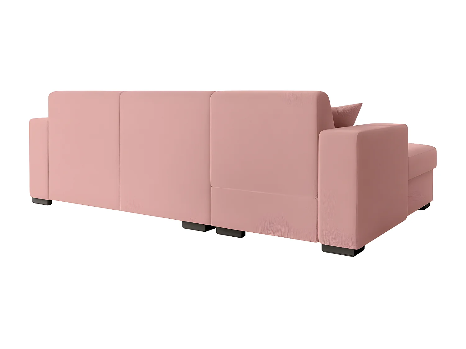 Canapé d'angle gauche 4 places Fuji XL convertible avec coffre en tissu bouclette - Rose - L262 x P157 x H83cm - Loungitude
