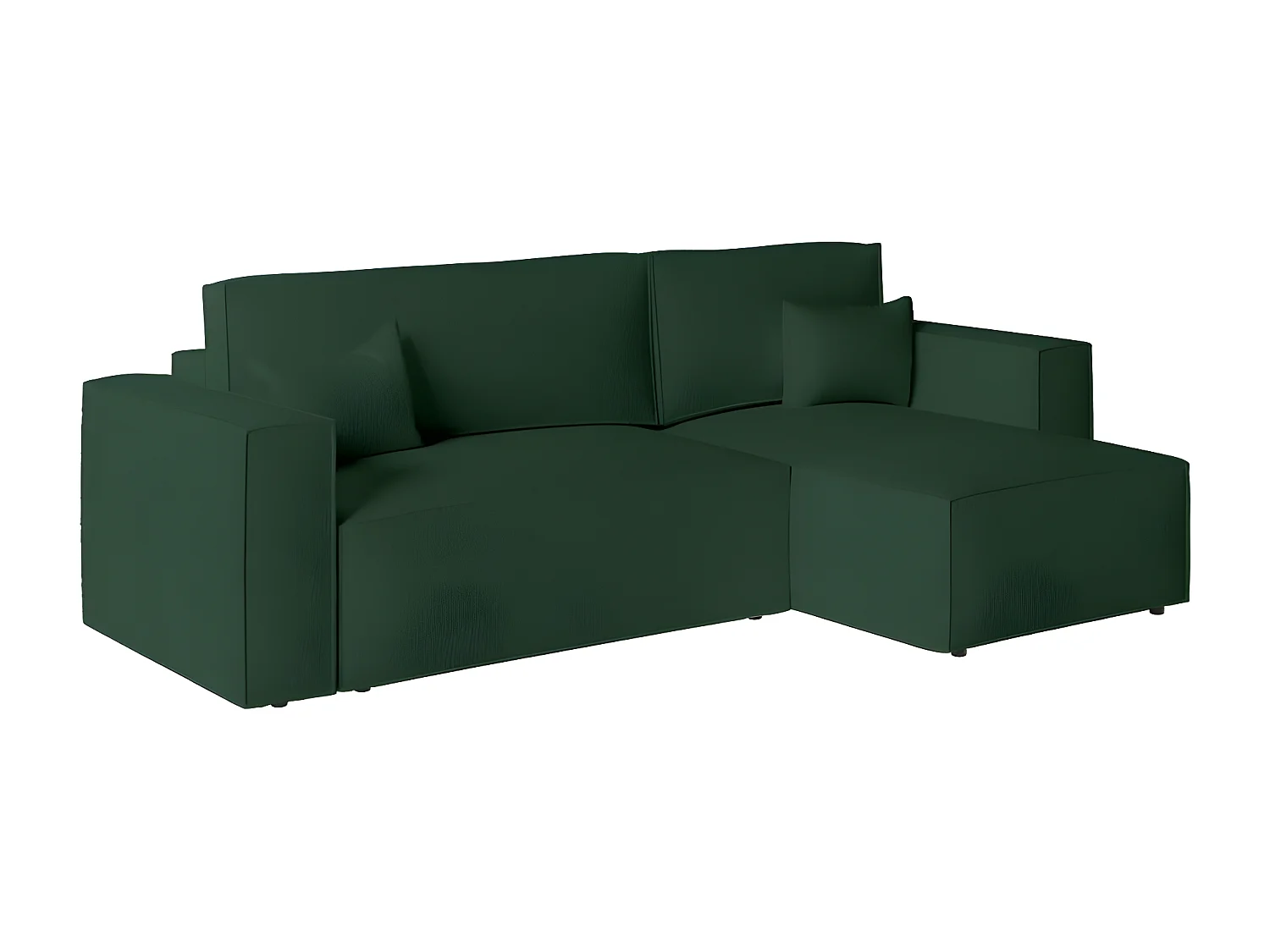 Canapé d'angle 3 places convertible réversible Clarisse avec coffre en tissu bouclette - Vert - L269 x P159 x H89cm - Loungitude