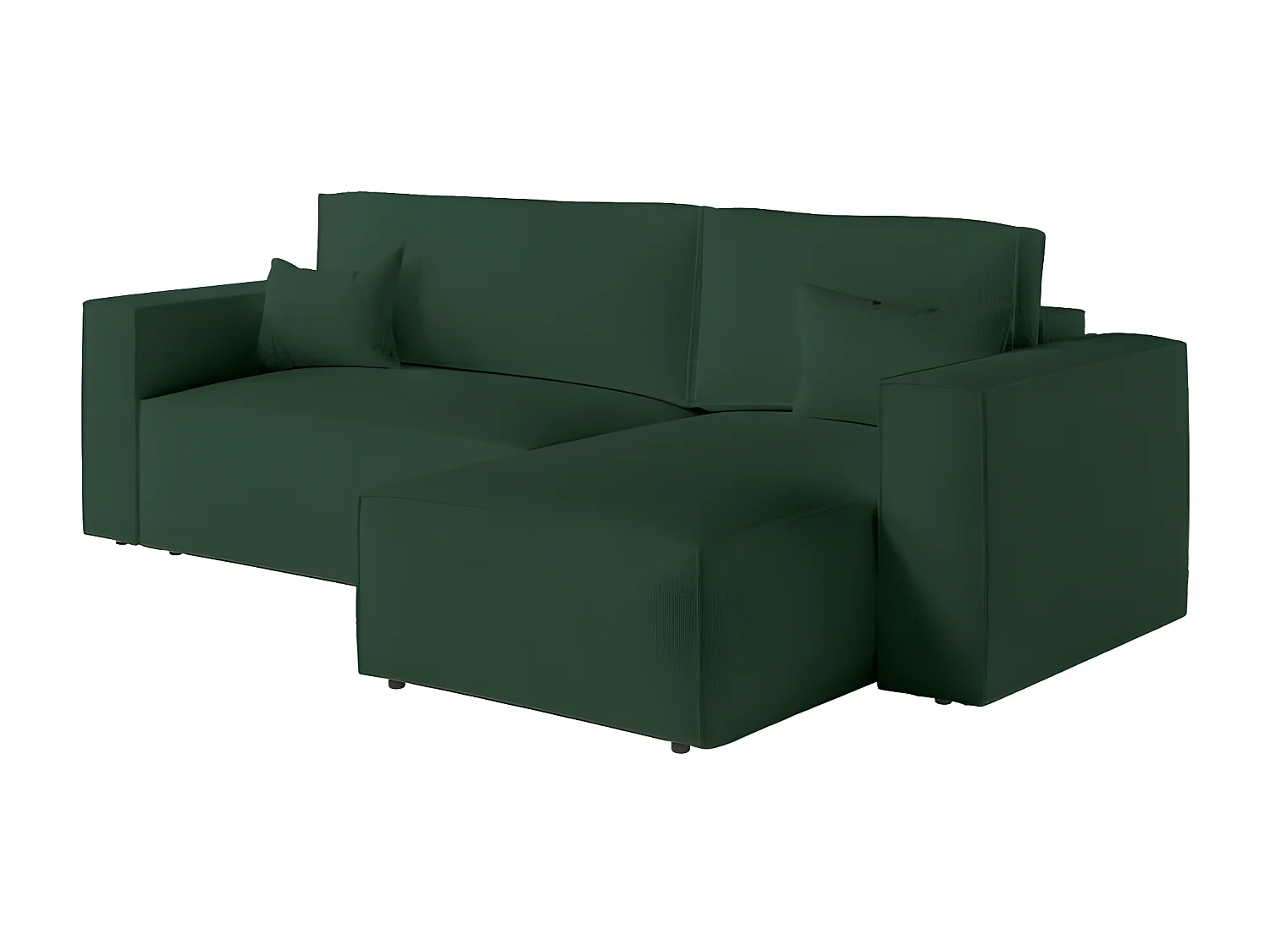 Canapé d'angle 3 places convertible réversible Clarisse avec coffre en tissu bouclette - Vert - L269 x P159 x H89cm - Loungitude
