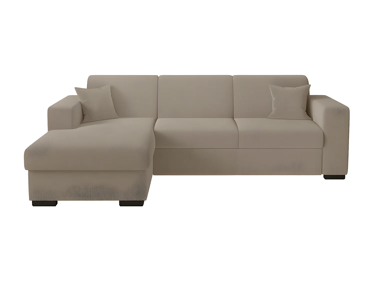 Canapé d'angle gauche 4 places Fuji XL convertible avec coffre en tissu bouclette - Taupe - L262 x P157 x H83cm - Loungitude
