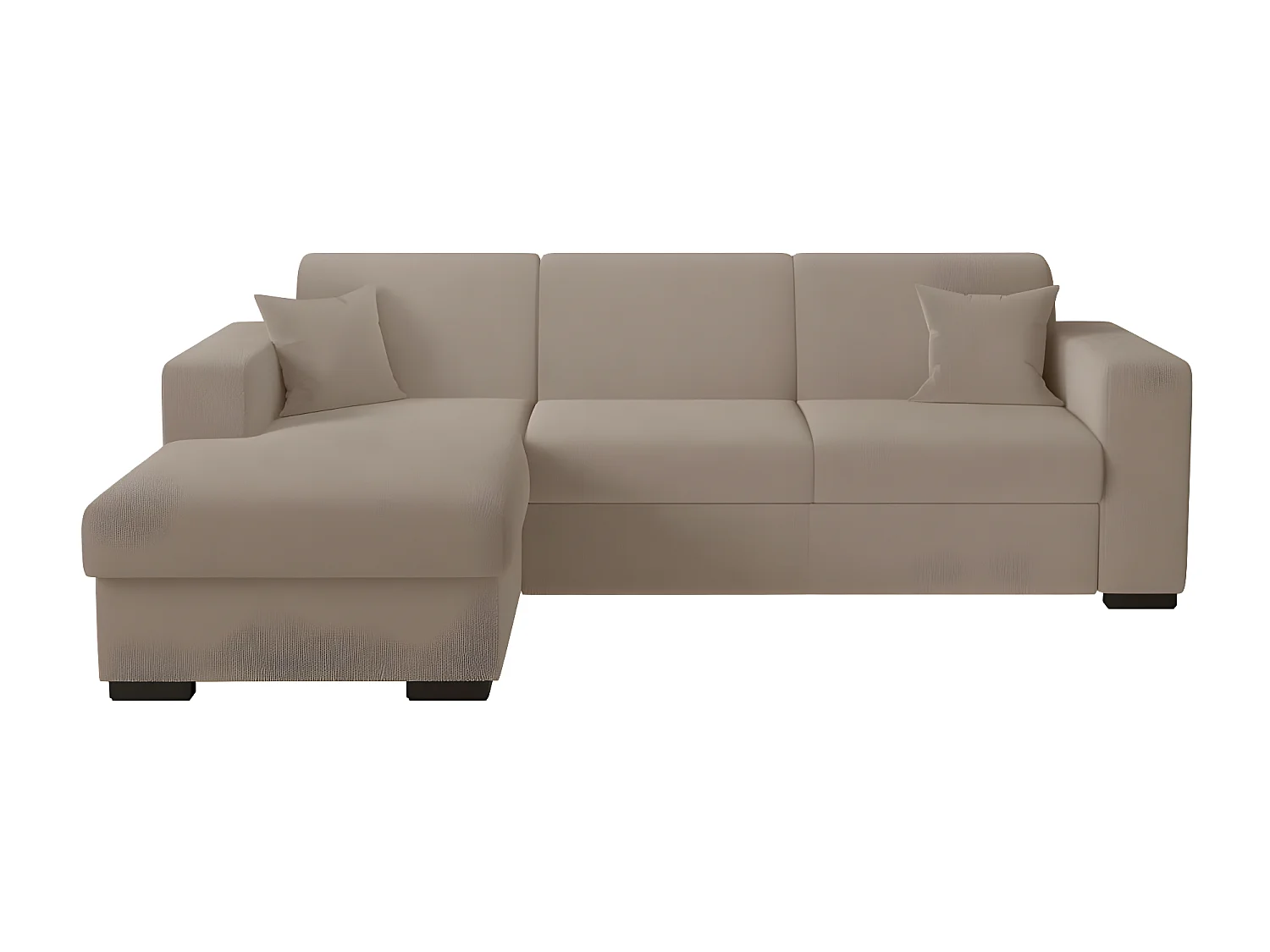 Canapé d'angle gauche 4 places Fuji XL convertible avec coffre en tissu bouclette - Taupe - L262 x P157 x H83cm - Loungitude