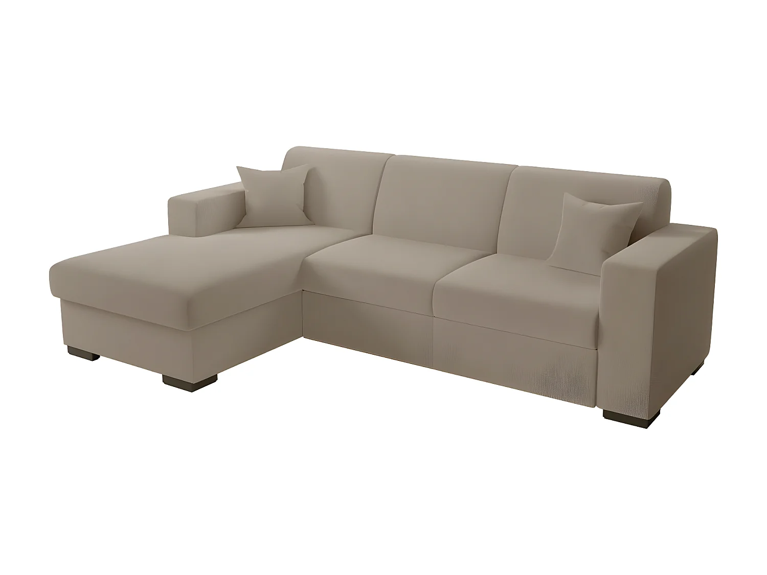 Canapé d'angle gauche 4 places Fuji XL convertible avec coffre en tissu bouclette - Taupe - L262 x P157 x H83cm - Loungitude