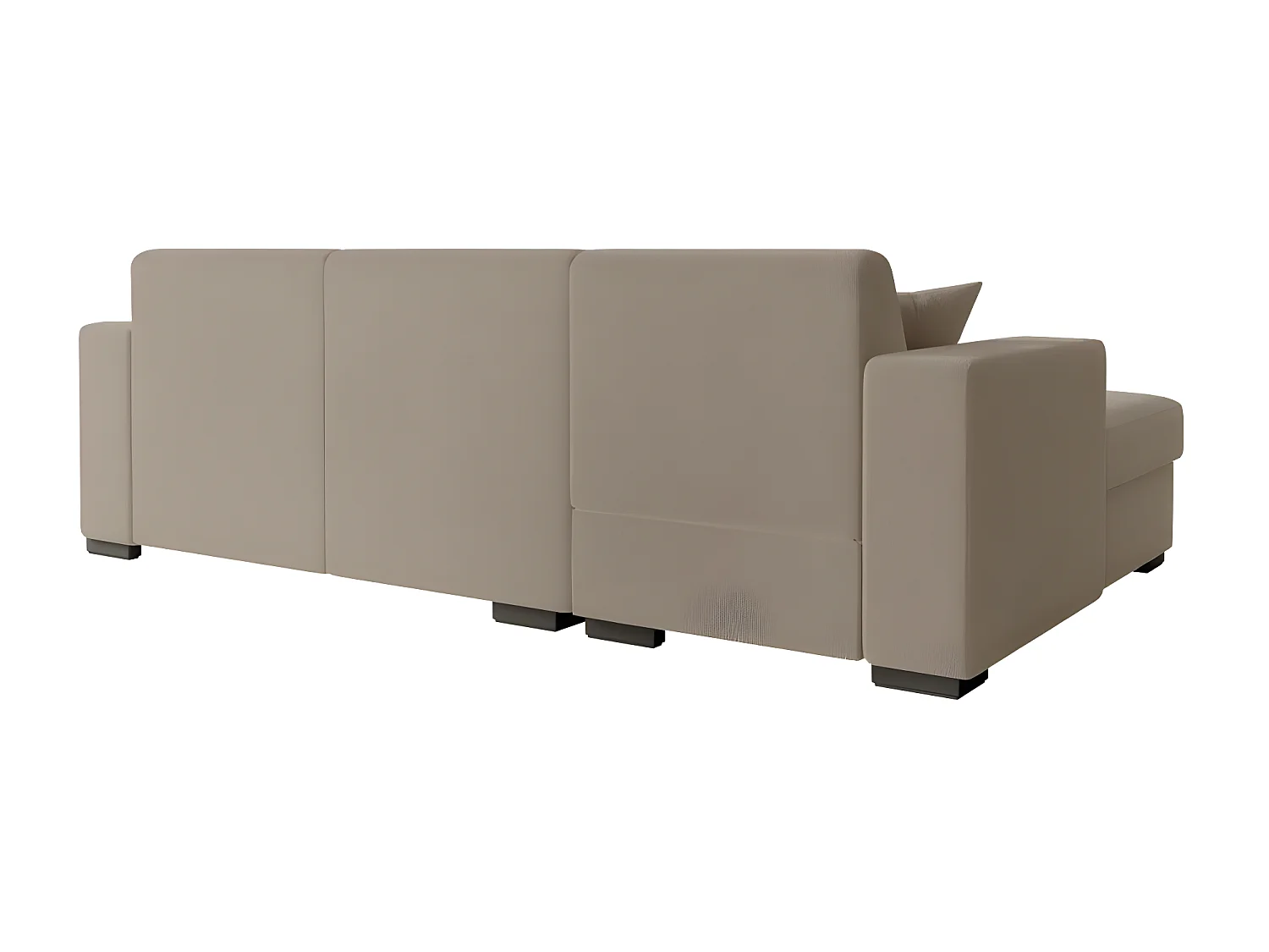 Canapé d'angle gauche 4 places Fuji XL convertible avec coffre en tissu bouclette - Taupe - L262 x P157 x H83cm - Loungitude